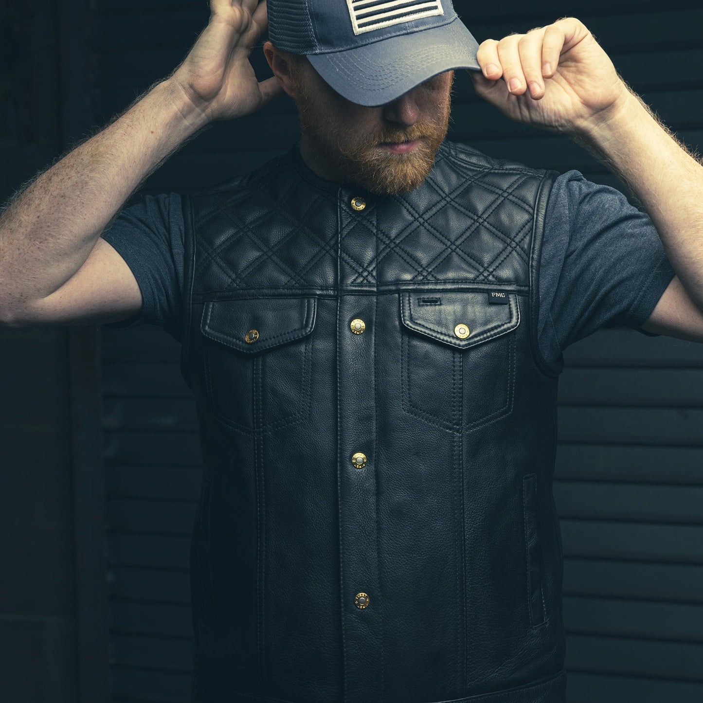 Tressivo-12 Gauge Men's Motorcycle Leather Vest - Tressivo