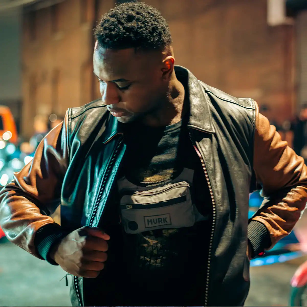 Tressivo-Moto Bomber Two Tone - Men's Leather Jacket - Tressivo