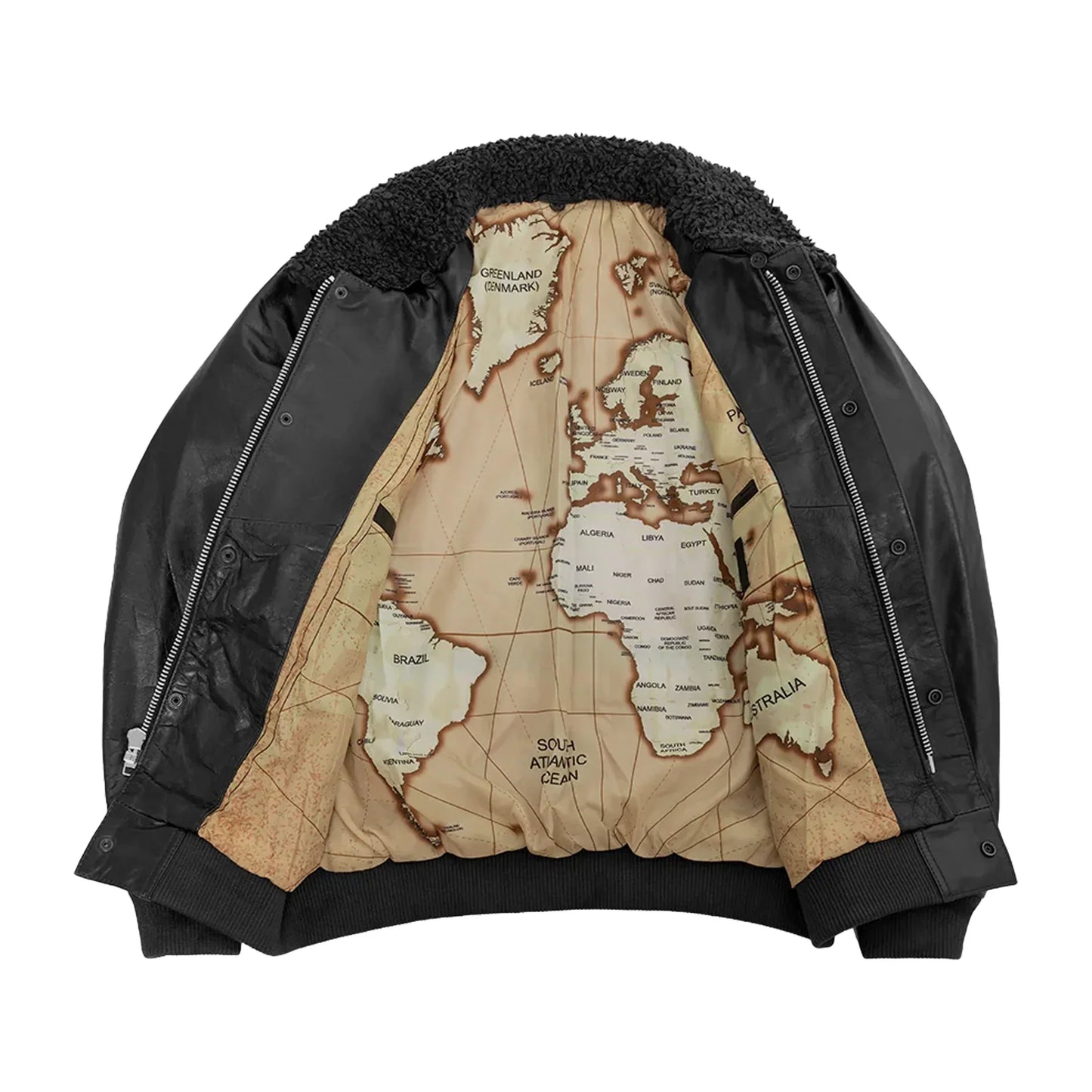 Tressivo-Old World Map Bomber Jacket - Tressivo