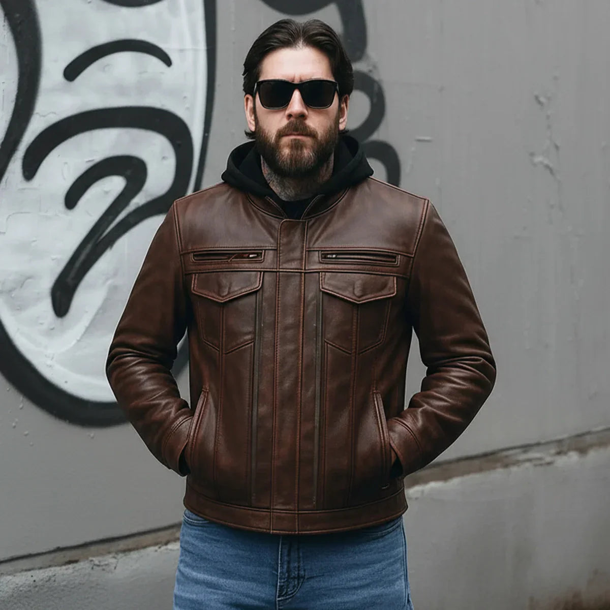 Tressivo-Raider Men's Motorcycle Leather Jacket - Tressivo