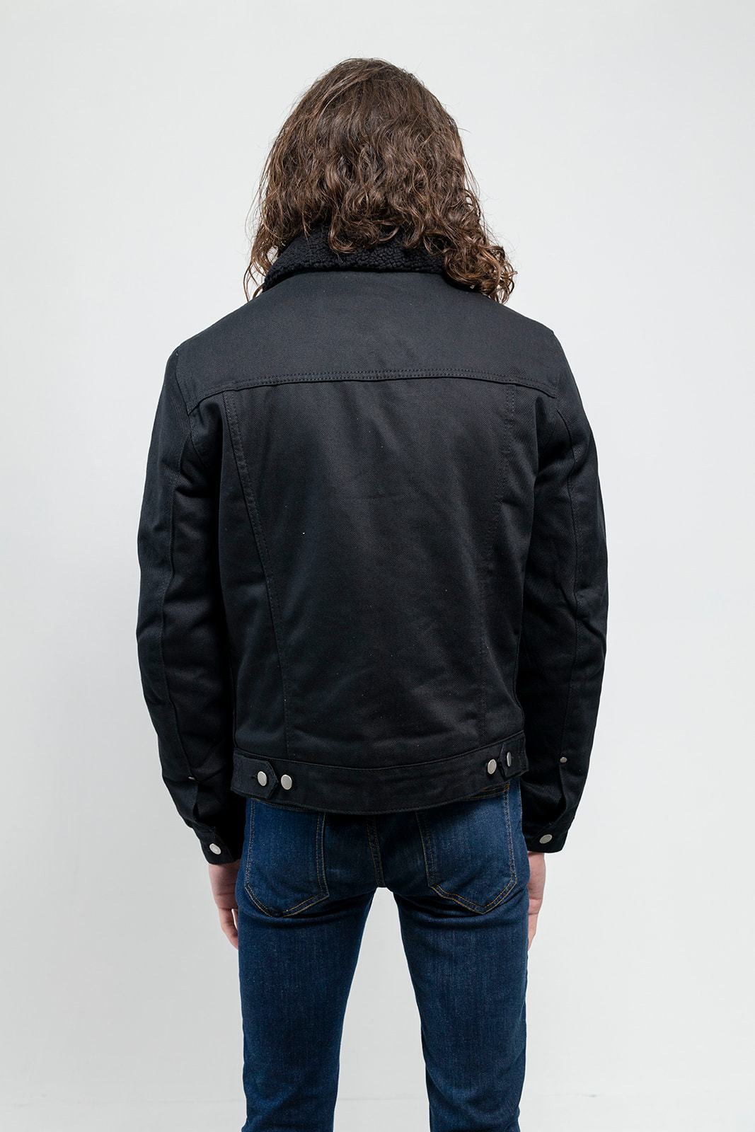 Tressivo-Cain Mens Faux Shearling Twill Jacket - Tressivo