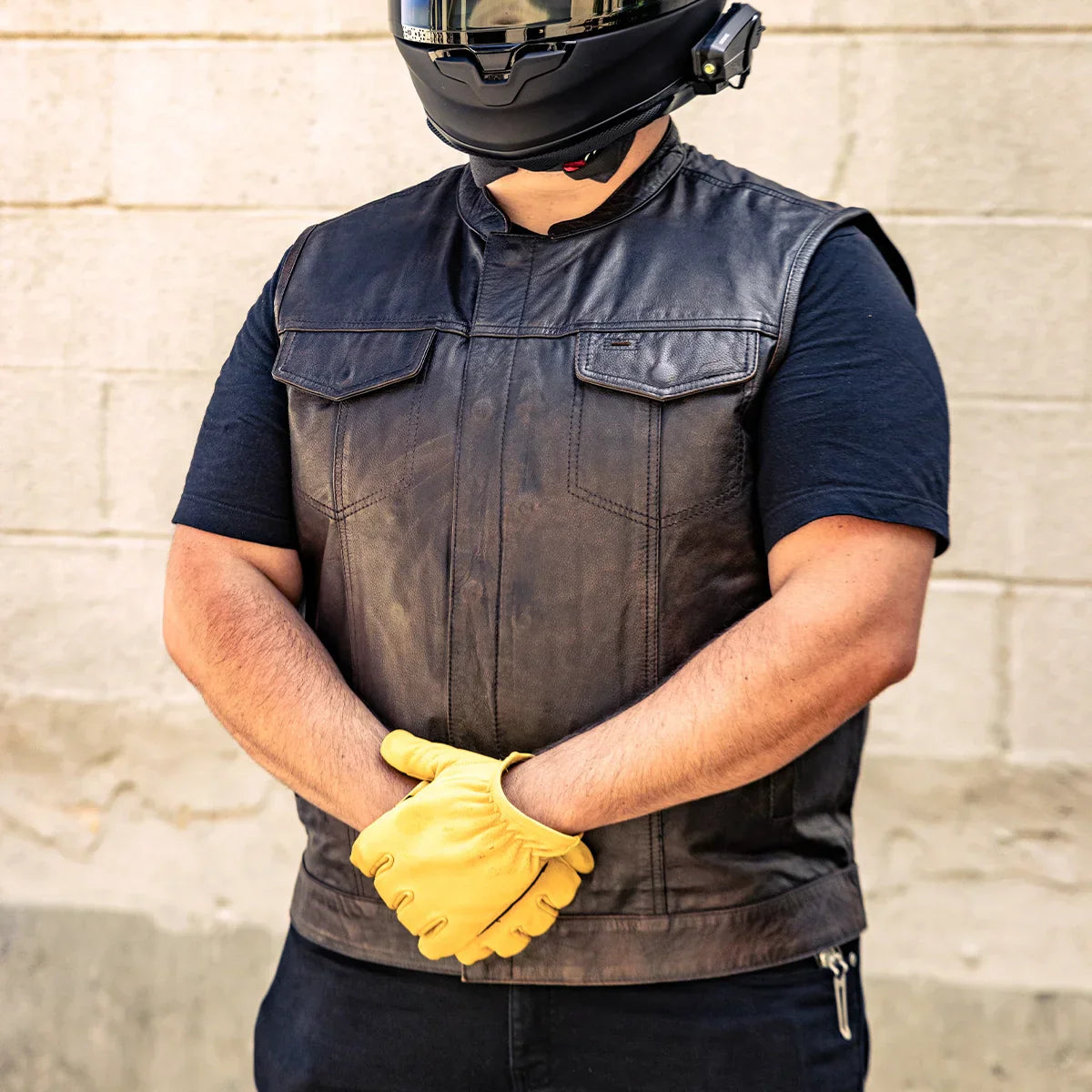 Tressivo-Sharp Shooter Men's Motorcycle Leather Vest - Tressivo