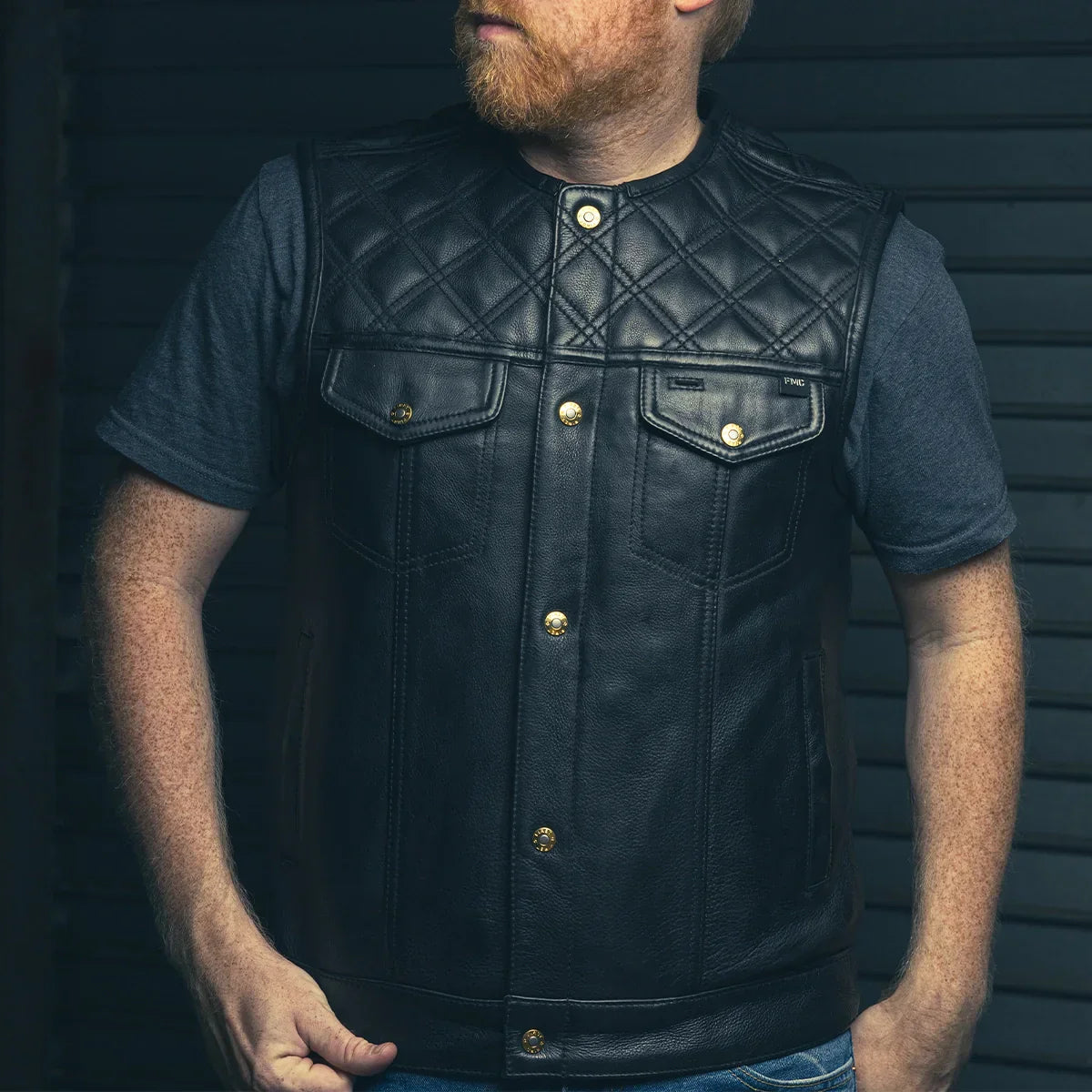 Tressivo-Shell Shock Men's Motorcycle Leather Vest (limited edition) - Tressivo