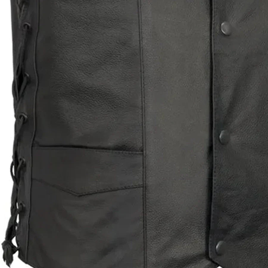 Tressivo-Carbine Men's Western Style Leather Motorcycle Vest - Tressivo