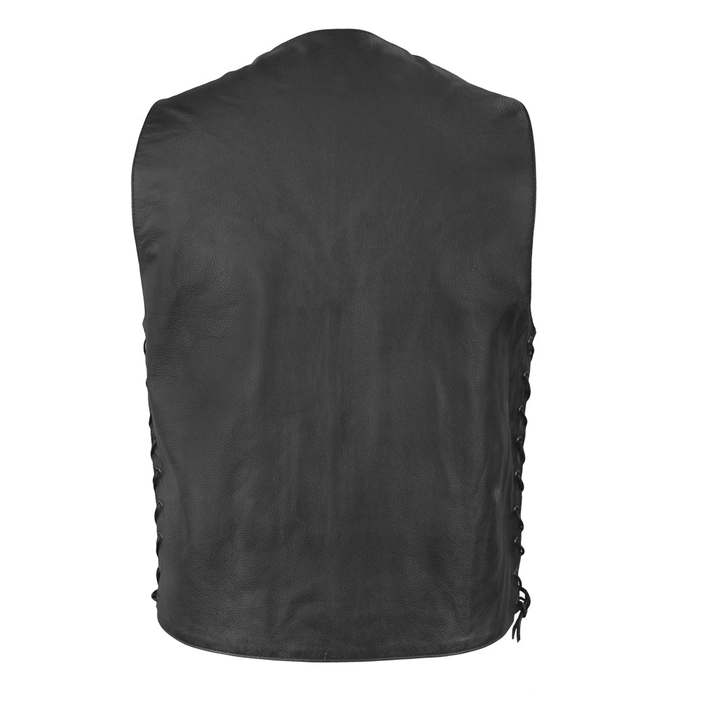 Tressivo-Gun Slinger Men's Motorcycle Western Style Leather Vest - Tressivo