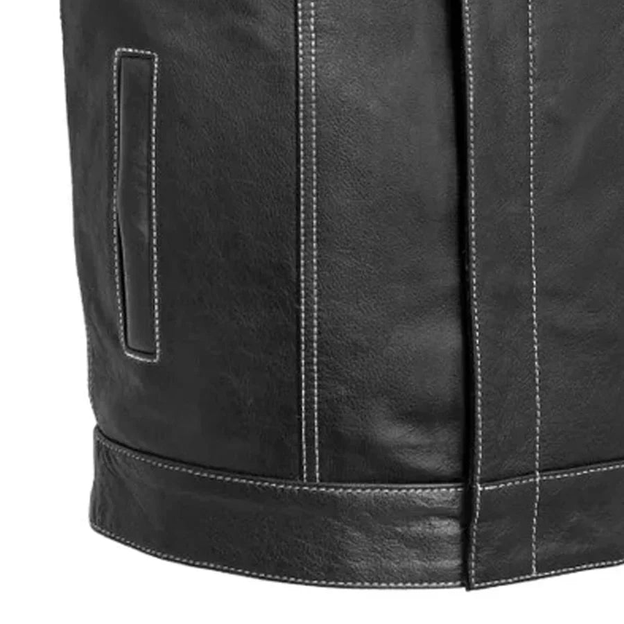 Tressivo-The Cut Men's Motorcycle Leather Vest, Multiple Color Options - Tressivo