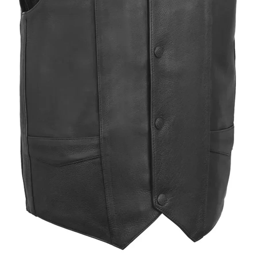 Tressivo-Tombstone Men's Motorcycle Western Style Leather Vest - Tressivo