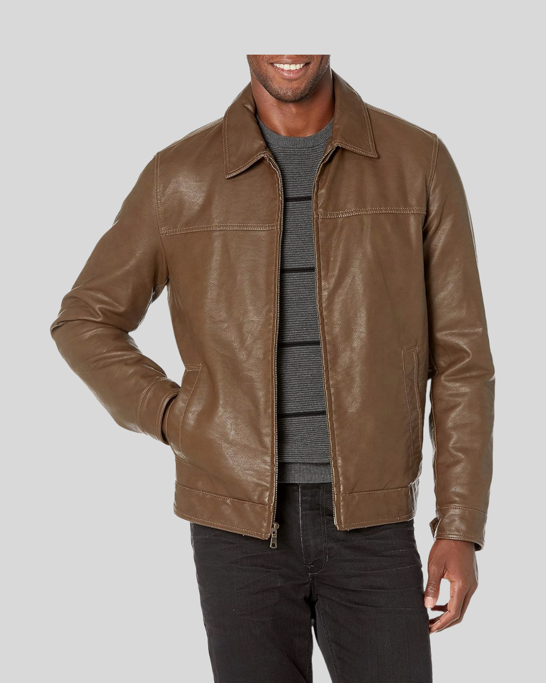 Men's Classic Faux Leather Jacket - By Tressivo