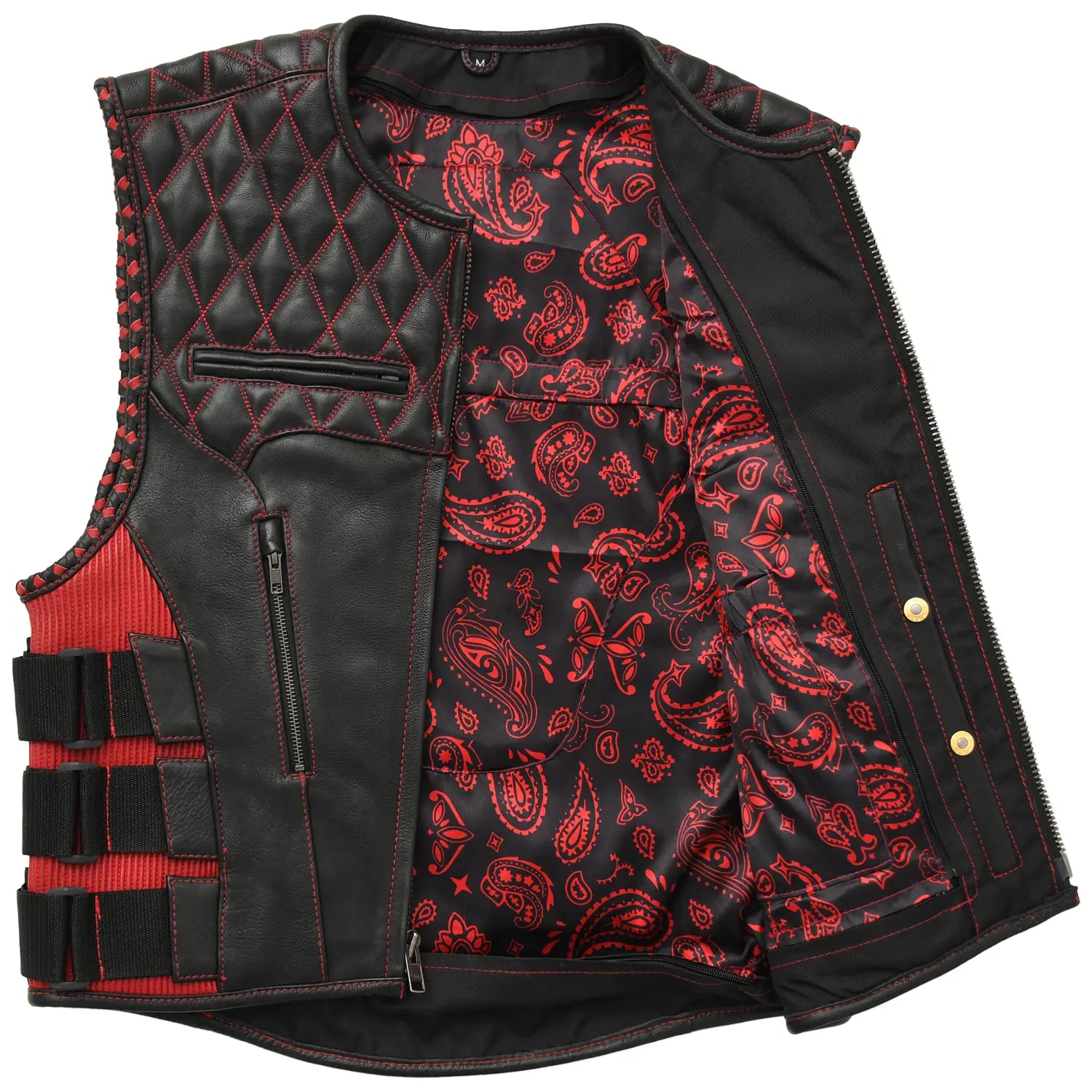 Tressivo-Tactical Emerald Men’s Motorcycle Leather Vest - Tressivo