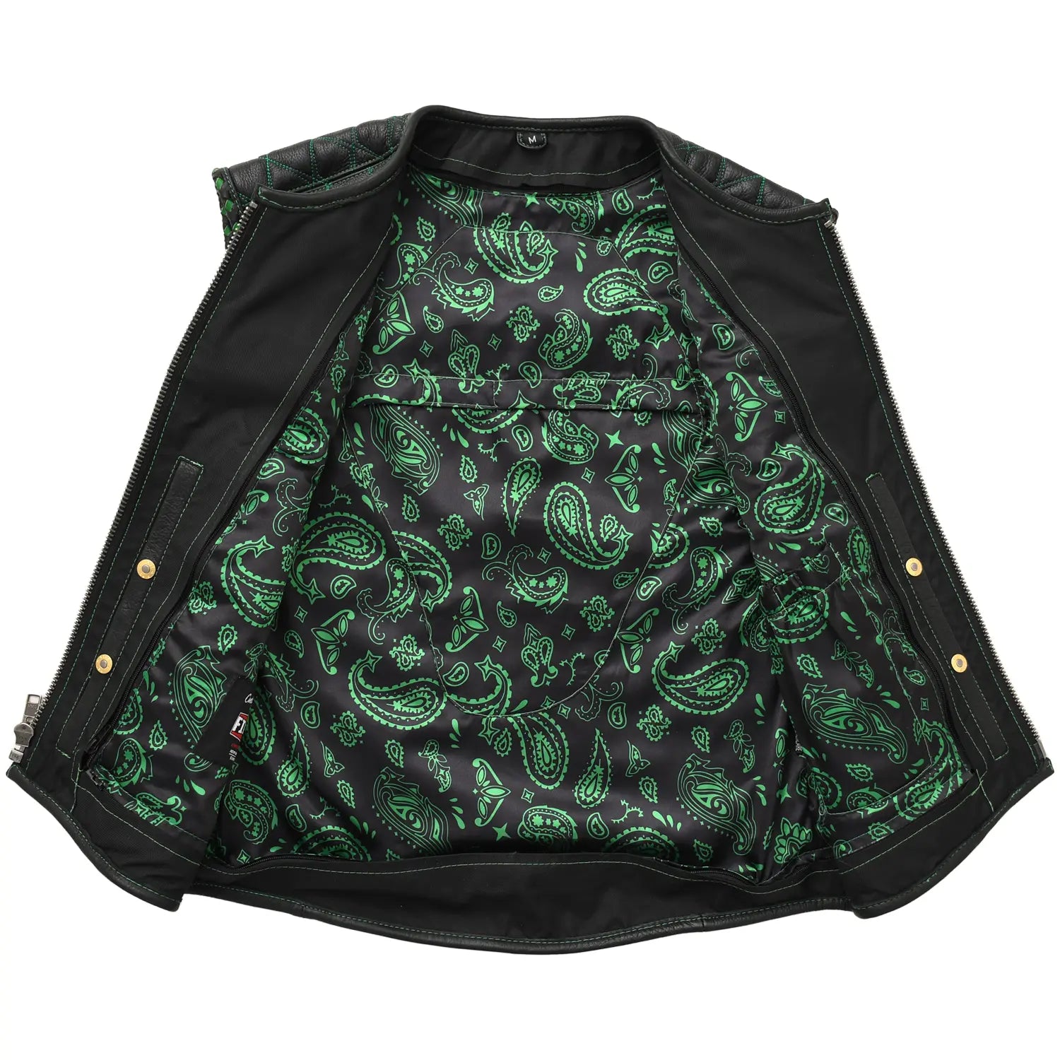 Tressivo-Tactical Emerald Men’s Motorcycle Leather Vest - Tressivo