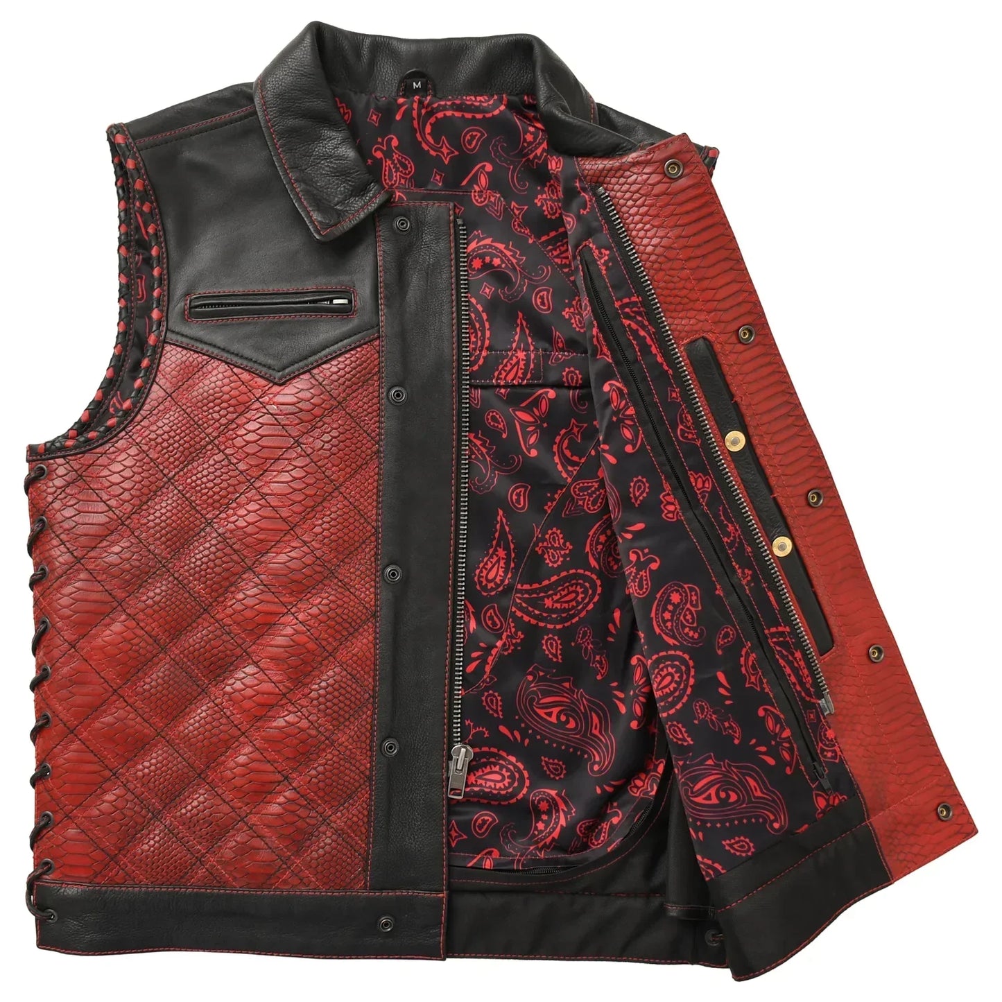 Tressivo-Kingsnake Men’s Motorcycle Leather Vest - Tressivo