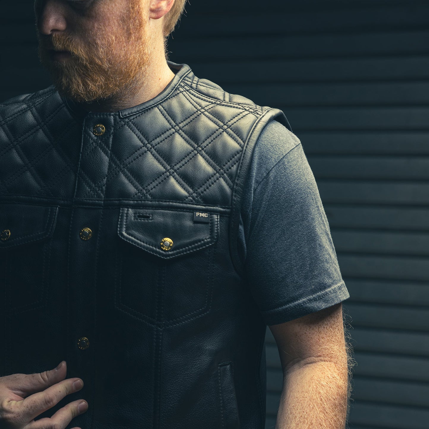 Tressivo-12 Gauge Men's Motorcycle Leather Vest - Tressivo