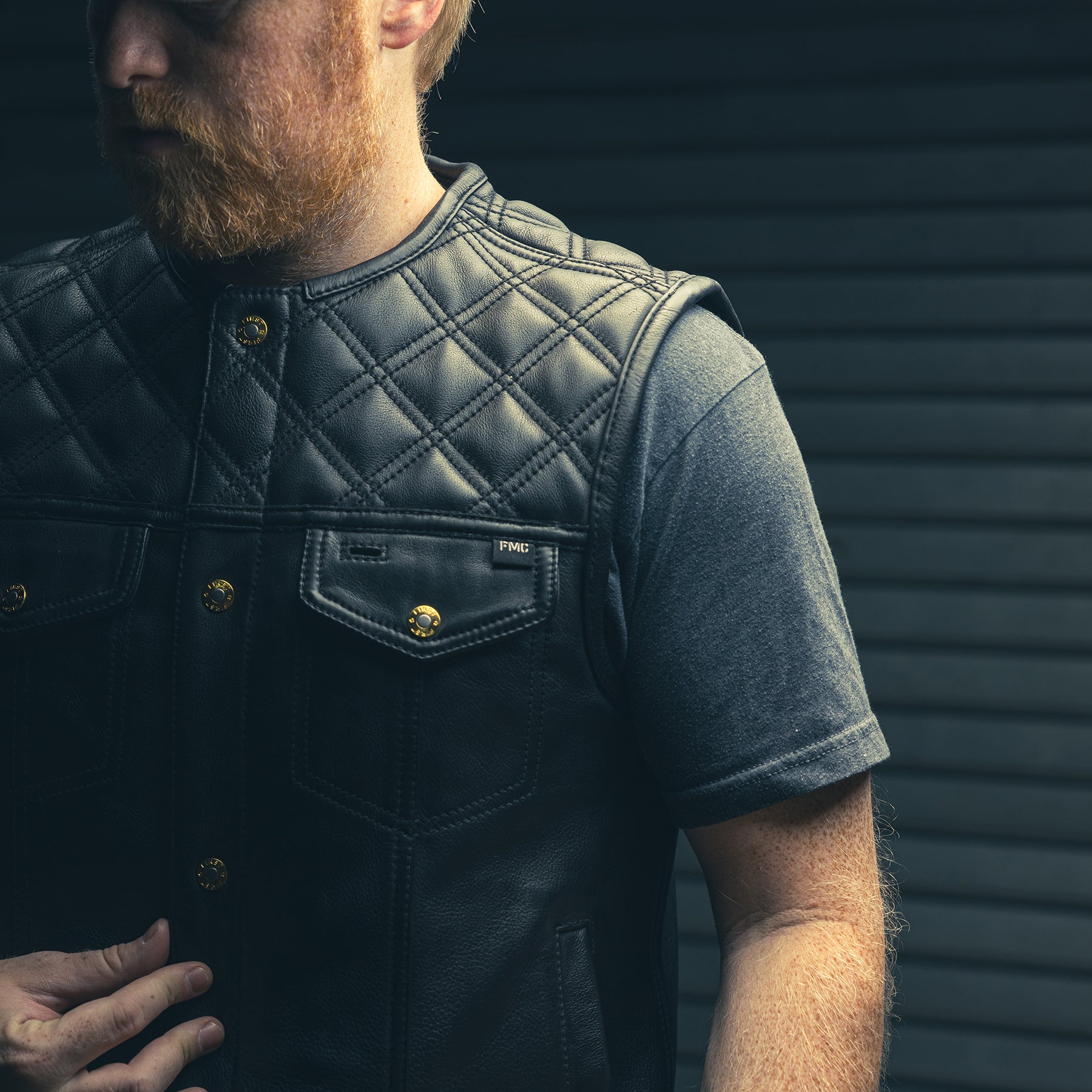 Tressivo-12 Gauge Men's Motorcycle Leather Vest - Tressivo