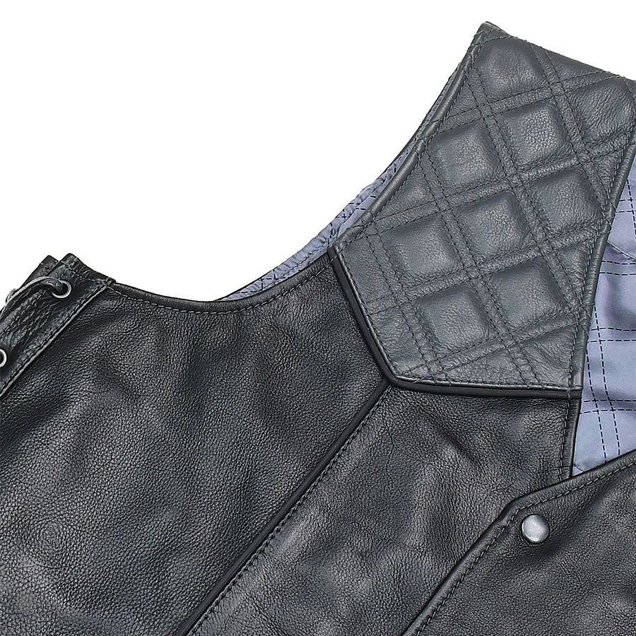 Tressivo-Hammer down Men's Western Style Leather Biker Vest - Tressivo