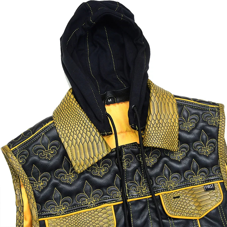 Tressivo-Dynasty Men's Club Style Leather Biker Vest - Tressivo