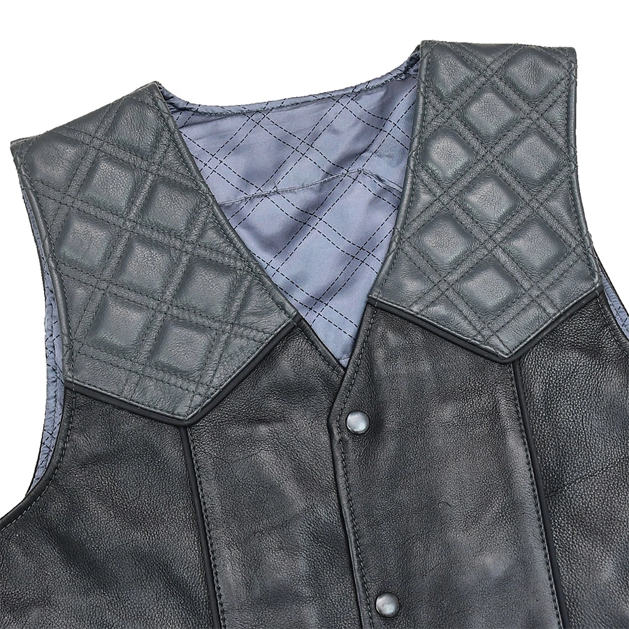 Tressivo-Hammer down Men's Western Style Leather Biker Vest - Tressivo
