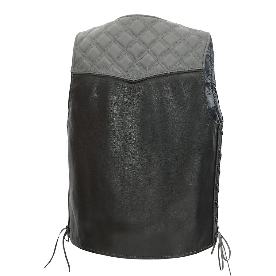 Tressivo-Hammer down Men's Western Style Leather Biker Vest - Tressivo