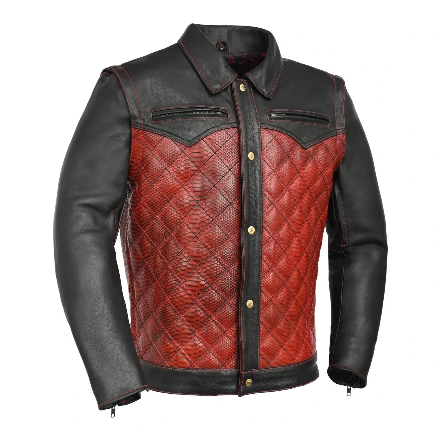 Tressivo-Redstrike Men’s Motorcycle Leather Jacket - Tressivo