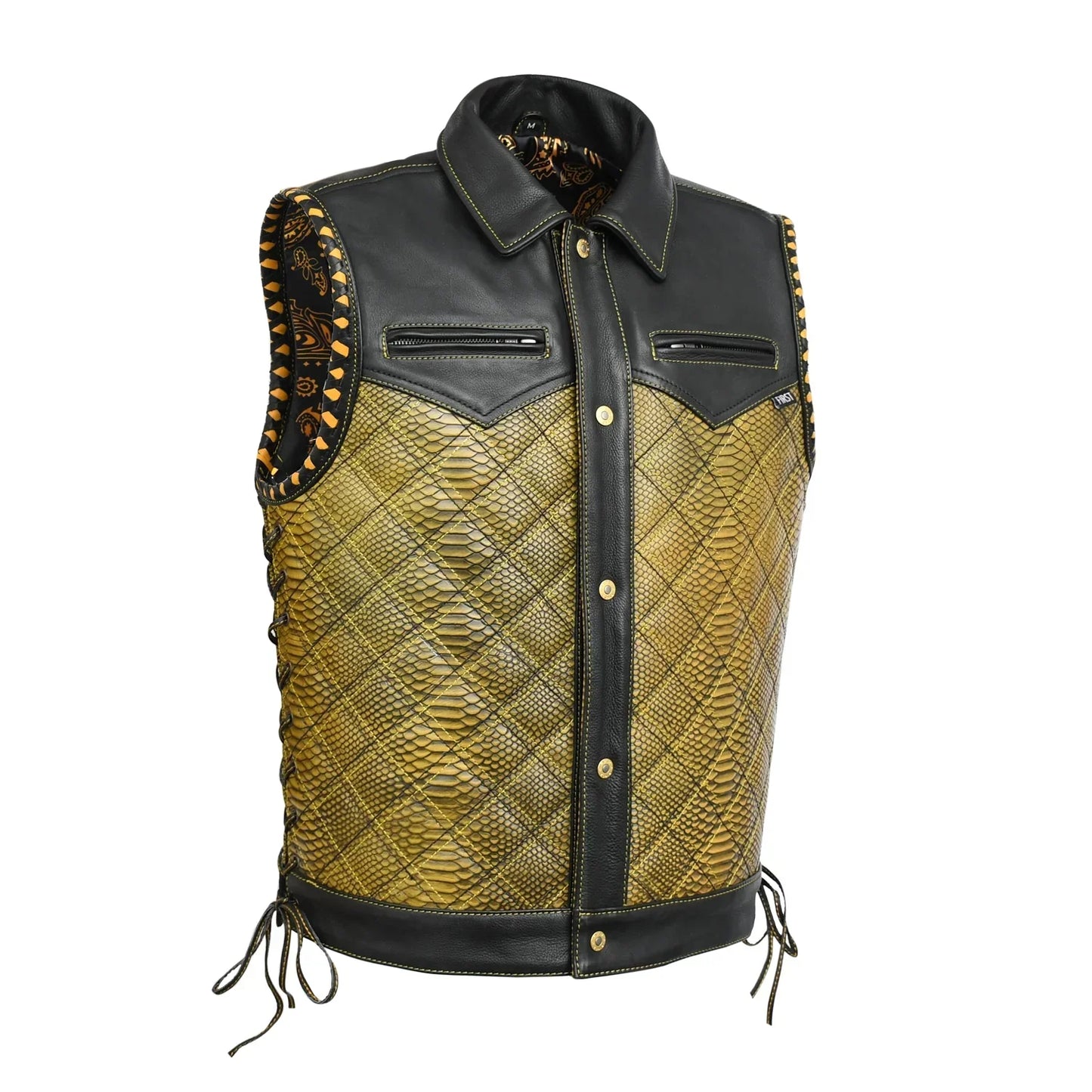 Tressivo-Kingsnake Men’s Motorcycle Leather Vest - Tressivo