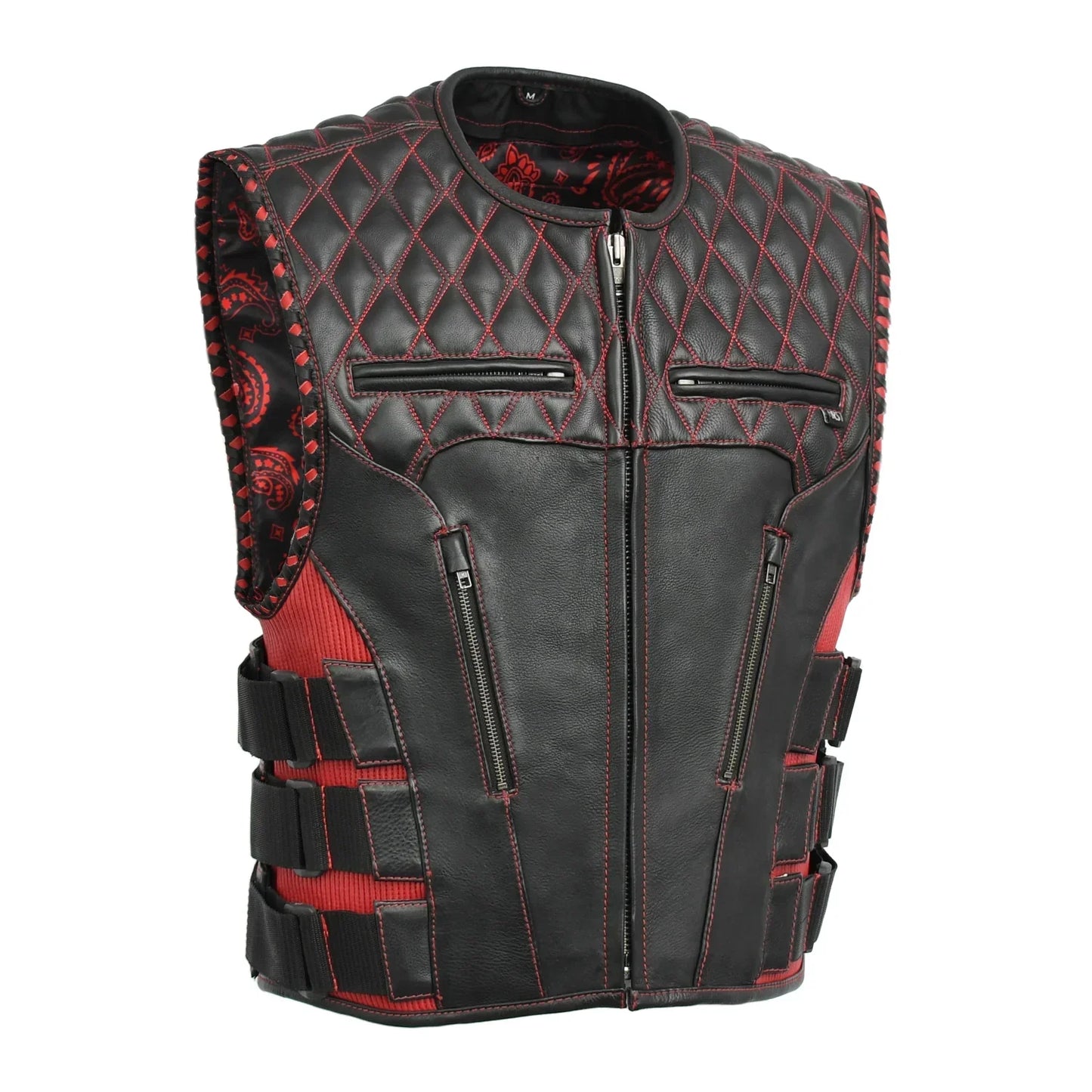 Tressivo-Tactical Emerald Men’s Motorcycle Leather Vest - Tressivo