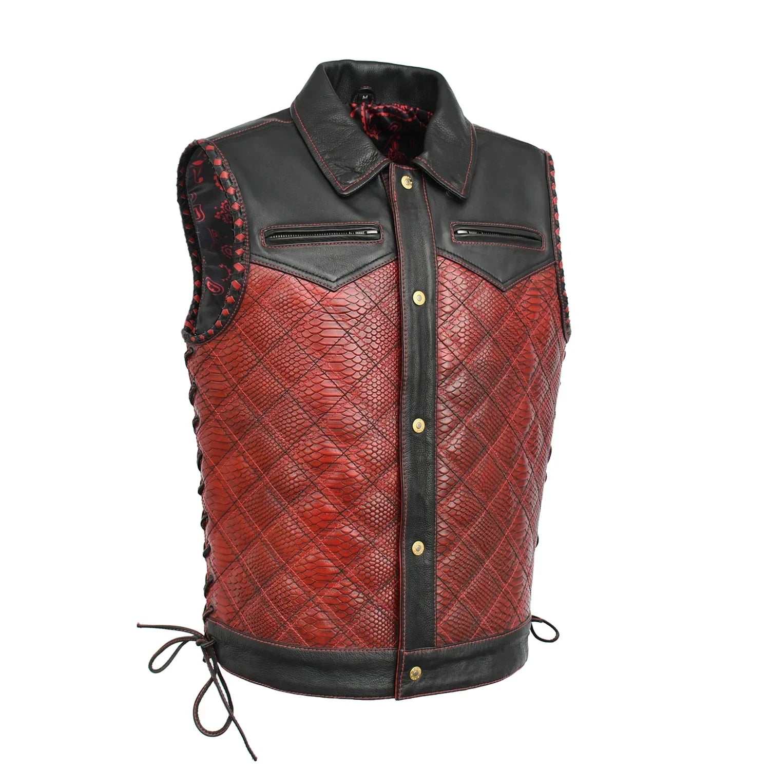Tressivo-Kingsnake Men’s Motorcycle Leather Vest - Tressivo