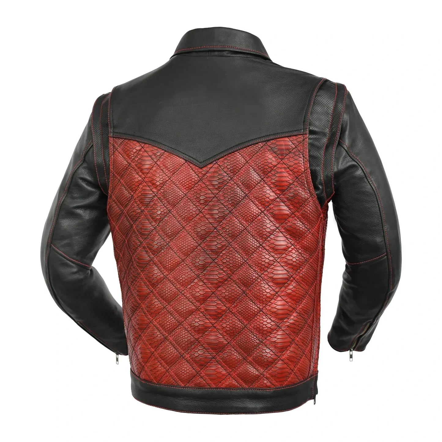 Tressivo-Redstrike Men’s Motorcycle Leather Jacket - Tressivo