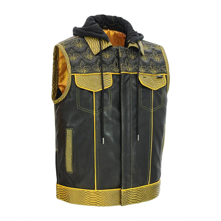 Tressivo-Dynasty Men's Club Style Leather Biker Vest - Tressivo