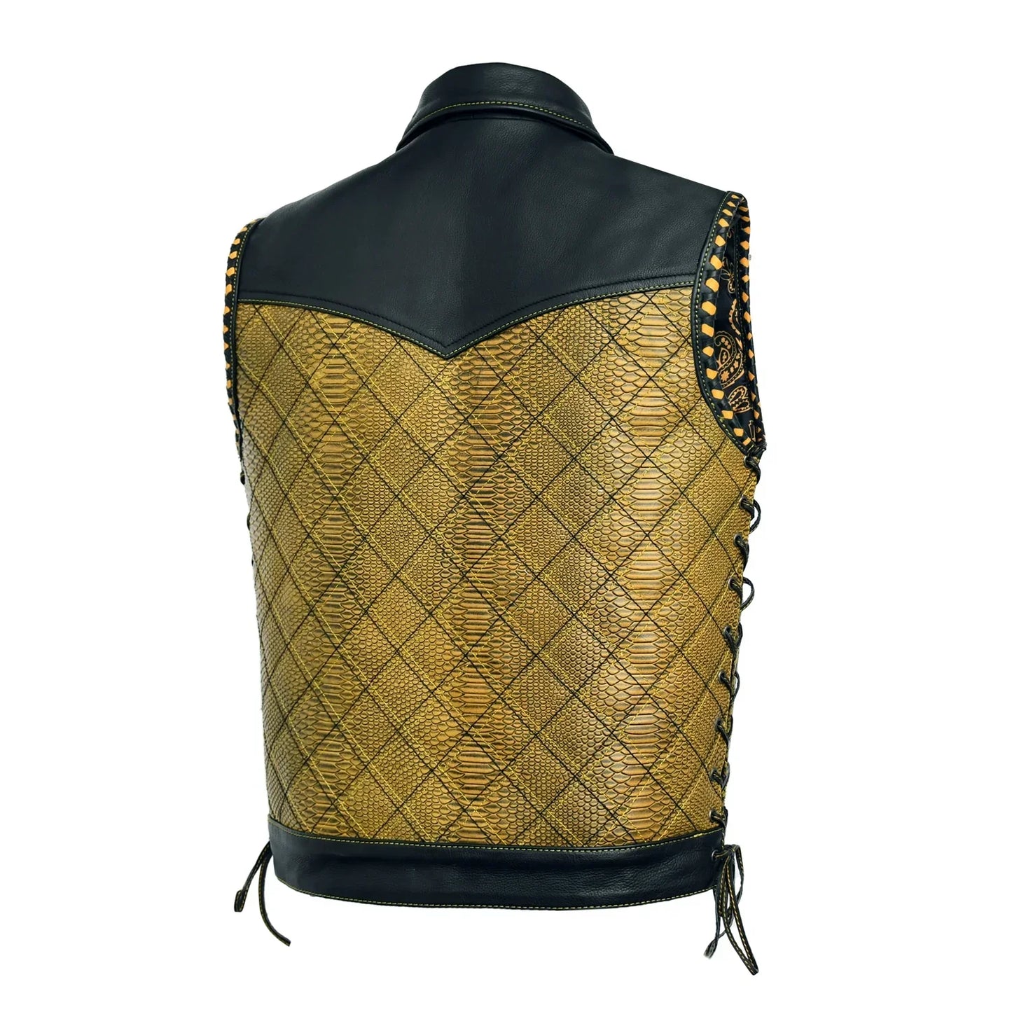 Tressivo-Kingsnake Men’s Motorcycle Leather Vest - Tressivo