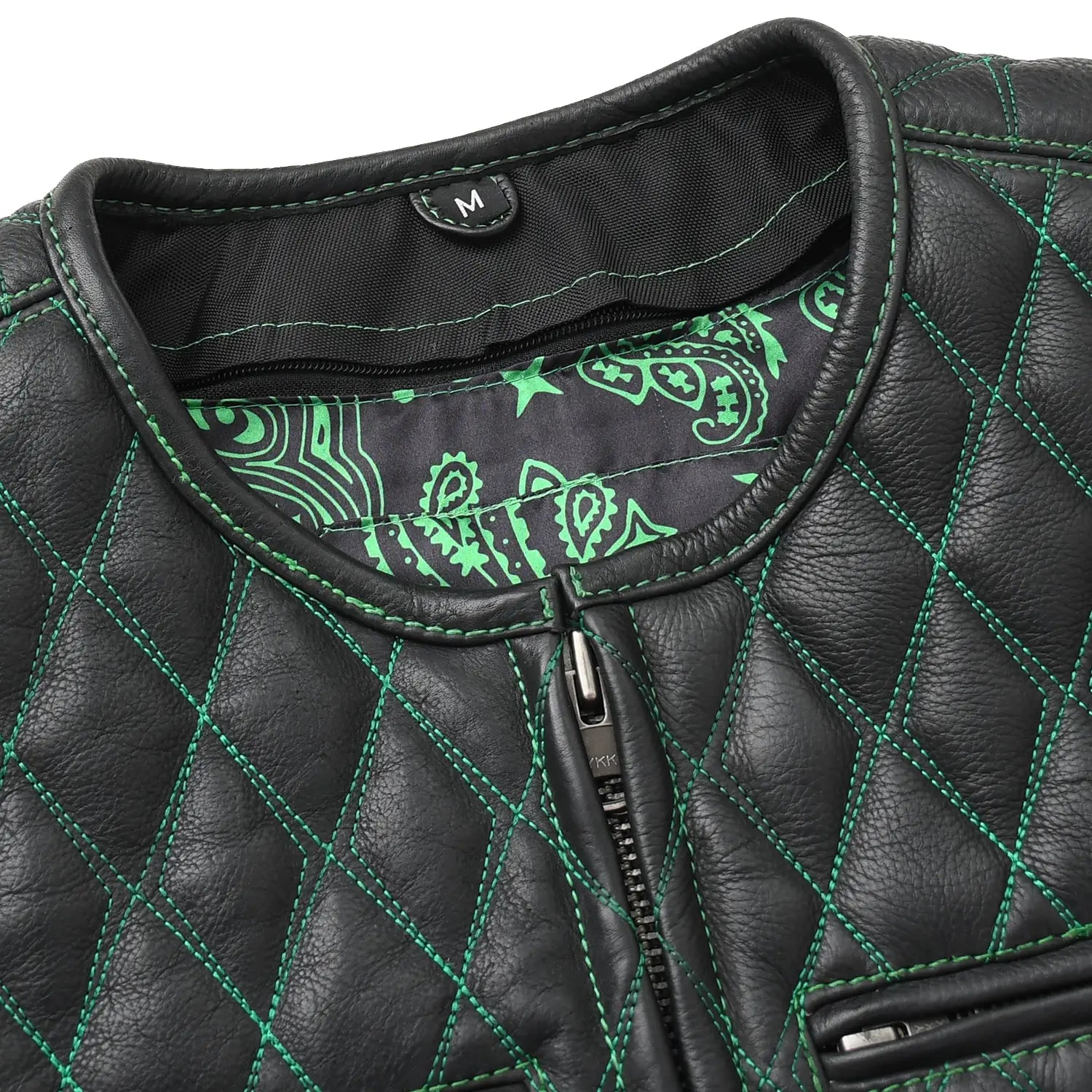 Tressivo-Tactical Emerald Men’s Motorcycle Leather Vest - Tressivo