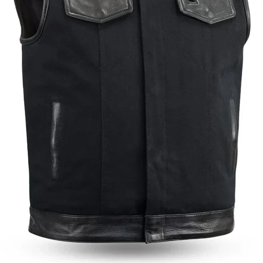 Tressivo-49/51 Vest Motorcycle Leather Canvas Vest - Tressivo