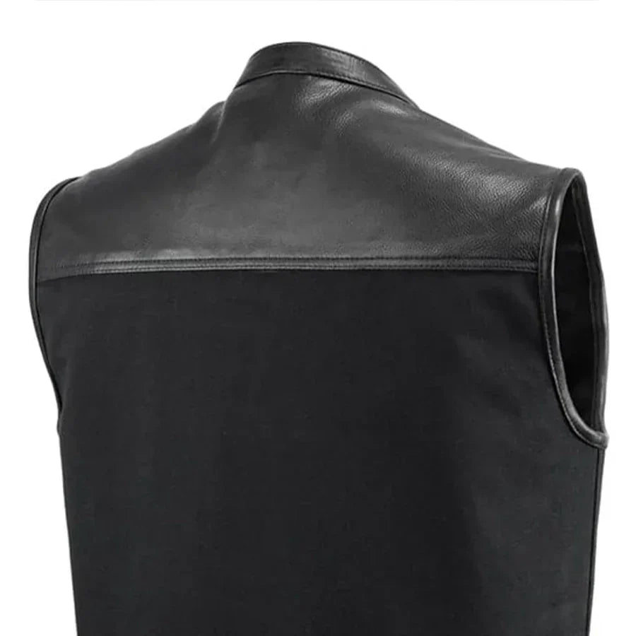 Tressivo-49/51 Vest Motorcycle Leather Canvas Vest - Tressivo