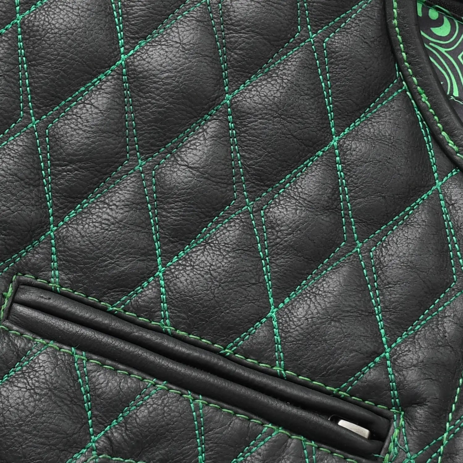 Tressivo-Tactical Emerald Men’s Motorcycle Leather Vest - Tressivo