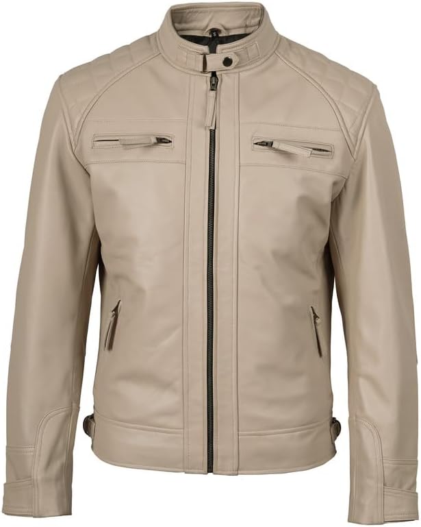 Decrum Leather Jacket Men - Cafe Racer Style - By Tressivo