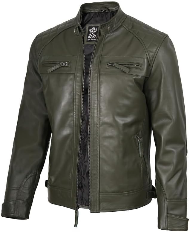 Decrum Leather Jacket Men - Cafe Racer Style - By Tressivo