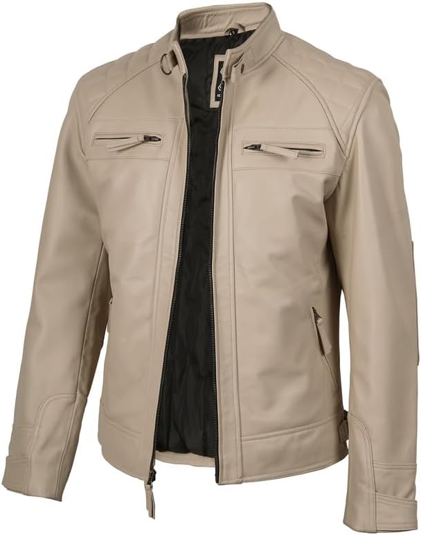 Decrum Leather Jacket Men - Cafe Racer Style - By Tressivo