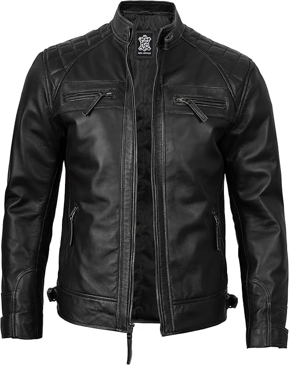 Decrum Leather Jacket Men - Cafe Racer Style - By Tressivo