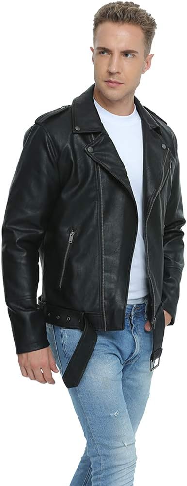 Leather Jacket for Men, Faux Bomber - By Tressivo
