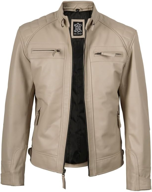 Decrum Leather Jacket Men - Cafe Racer Style - By Tressivo