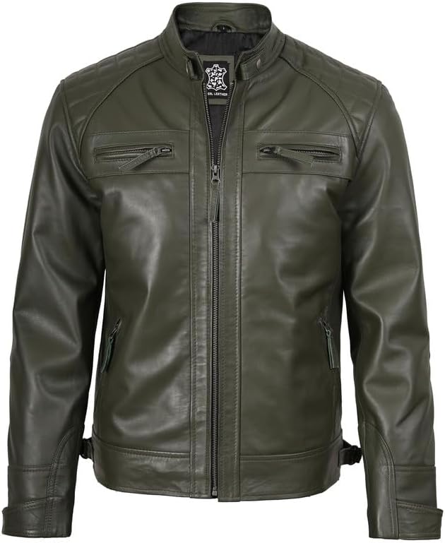 Decrum Leather Jacket Men - Cafe Racer Style - By Tressivo