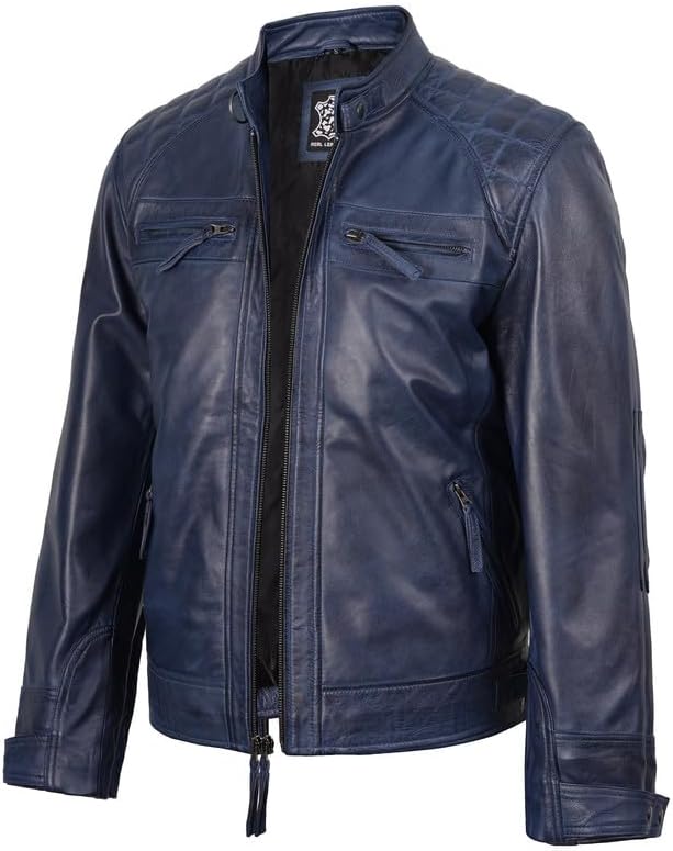 Decrum Leather Jacket Men - Cafe Racer Style - By Tressivo