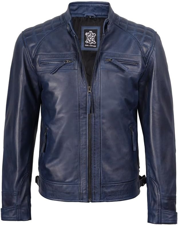Decrum Leather Jacket Men - Cafe Racer Style - By Tressivo