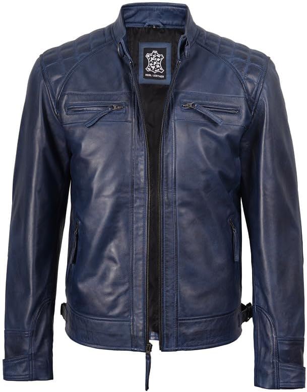 Decrum Leather Jacket Men - Cafe Racer Style - By Tressivo