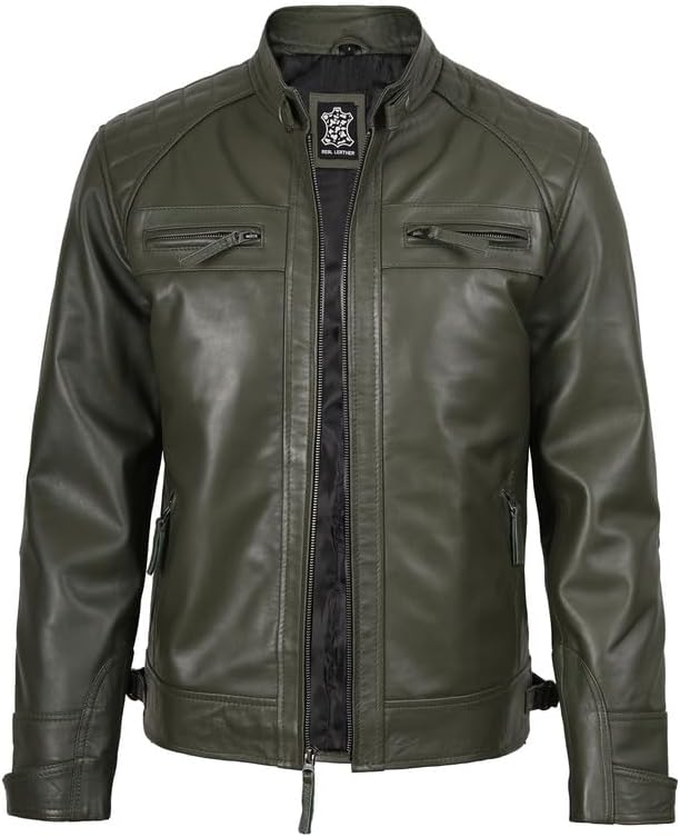 Decrum Leather Jacket Men - Cafe Racer Style - By Tressivo