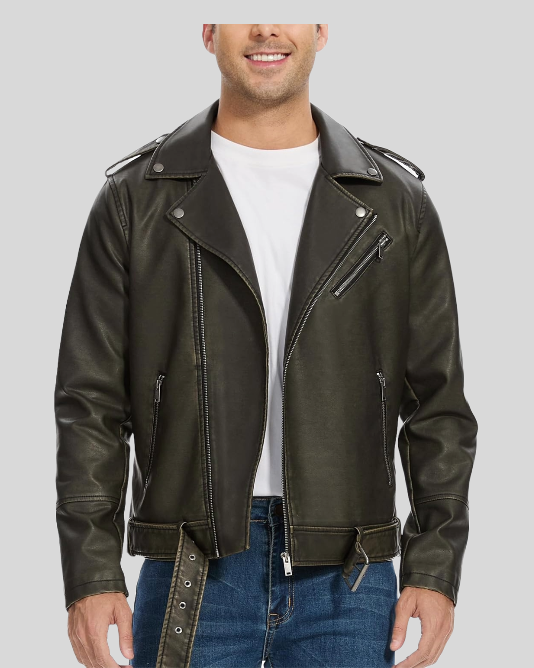 Leather Jacket for Men, Faux Bomber - By Tressivo