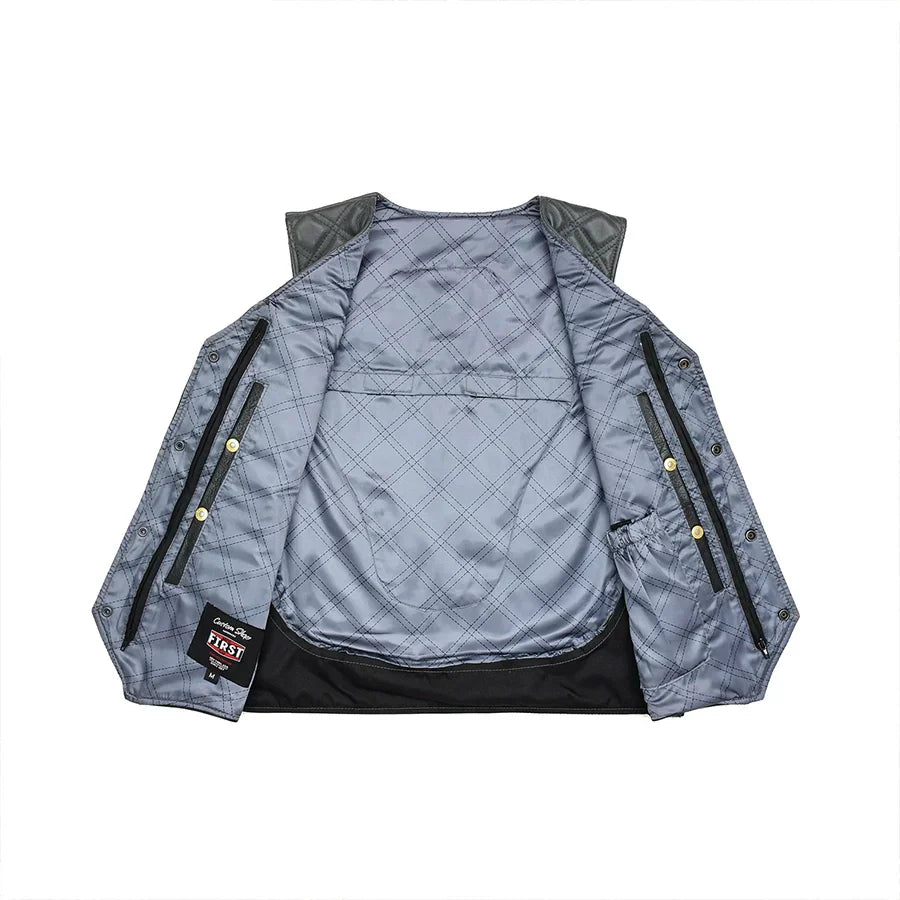 Tressivo-Hammer down Men's Western Style Leather Biker Vest - Tressivo