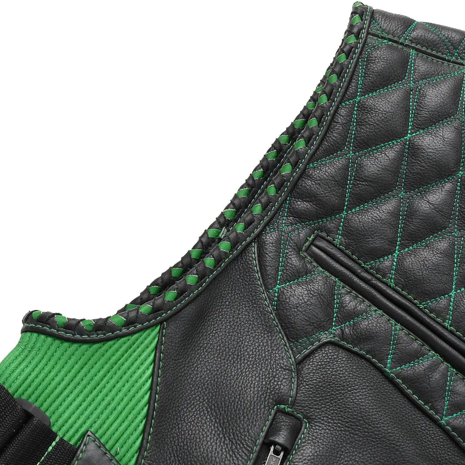 Tressivo-Tactical Emerald Men’s Motorcycle Leather Vest - Tressivo