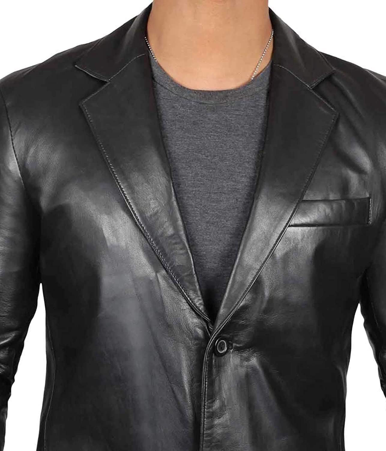 Leather Blazer for Men - Black & Brown Real Lambskin Casual Men's Leather Jacket Coats - By Tressivo
