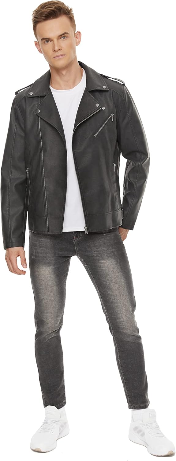 Leather Jacket for Men, Faux Bomber - By Tressivo