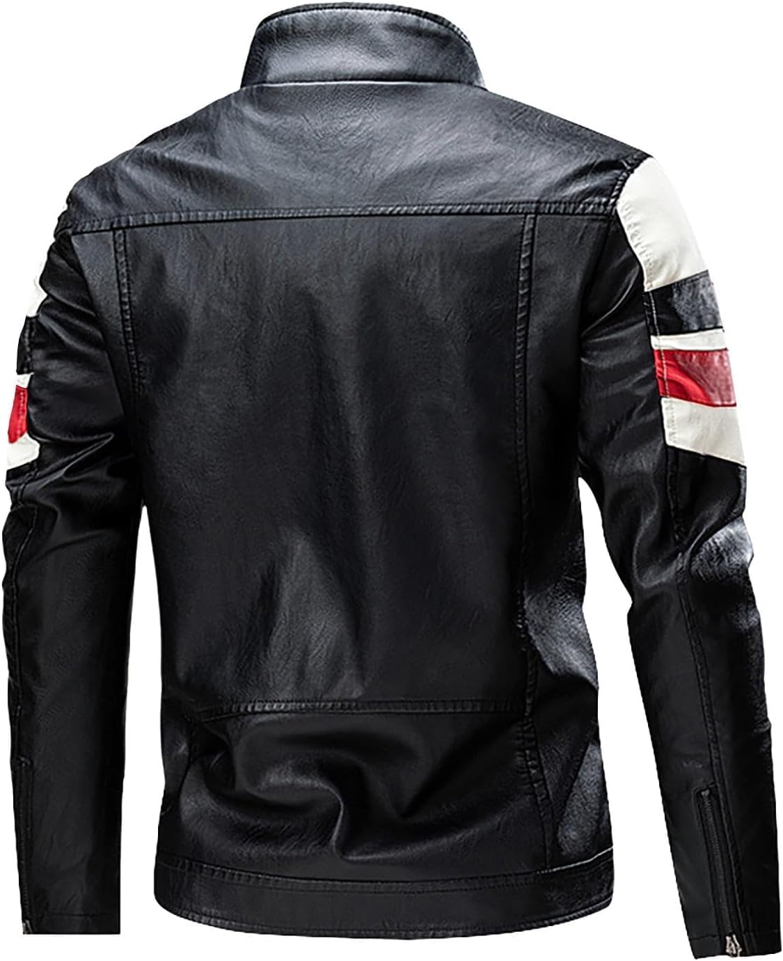 Men's Stand Collar Leather Jacket - By Tressivo