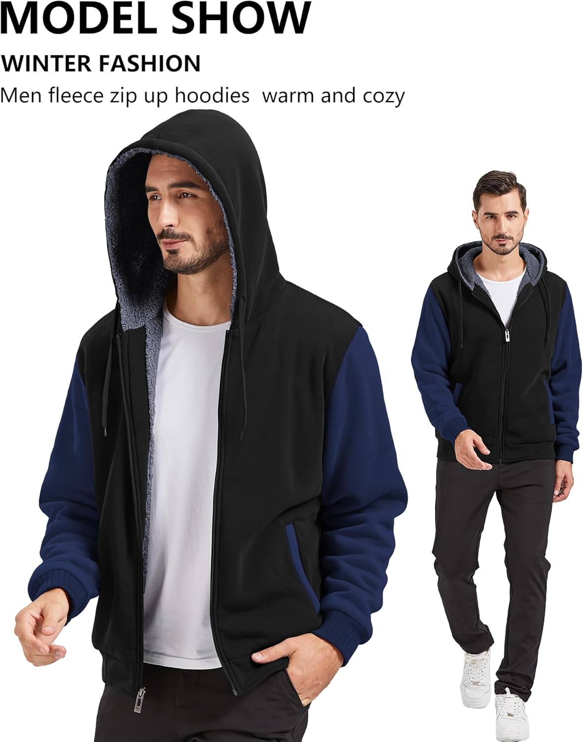 Men’s Fleece-Lined Zip Up Hoodie - By Tressivo